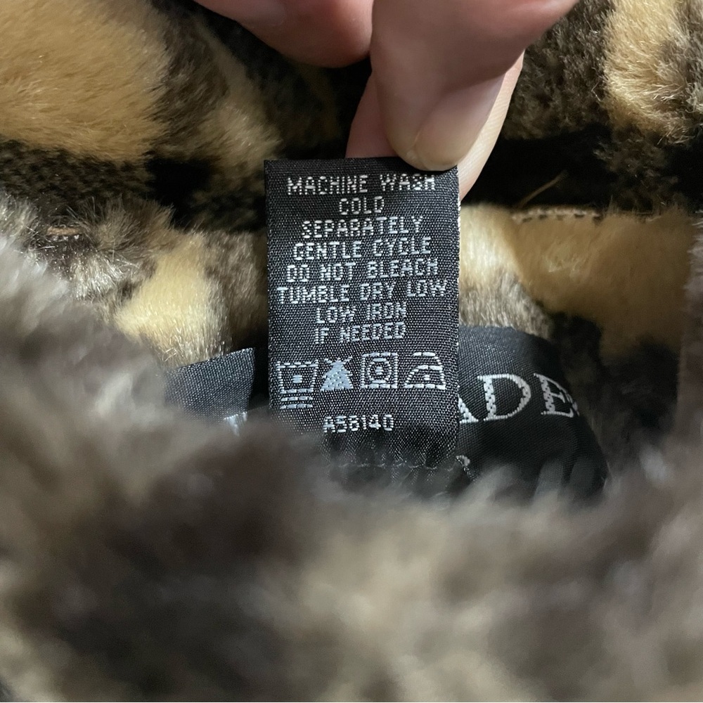 Vintage Y2K 90s Faux Suede Tan & Plaid Reversible Hooded Toggle Coat Jacket - Picture 13 of 13